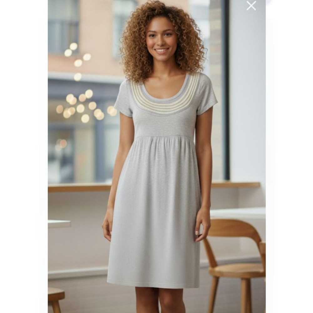 Boden Grey Embroidered Scoop Neck Pencil Dress Size 8